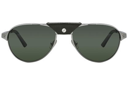 Cartier Silver Color Aviator Sunglasses Viewed From front angle