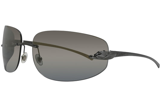 Cartier Silver Color Rimless Sunglasses Viewed From A 45-Degree Angle.