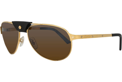 Cartier Gold Color Aviator Sunglasses Viewed From A 45-Degree Angle.