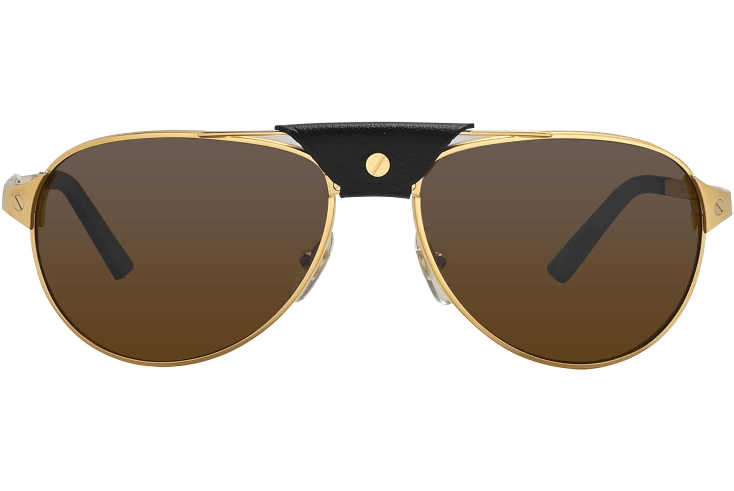 Cartier Gold Color Aviator Sunglasses Viewed From front angle