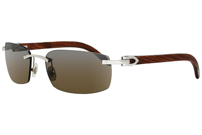 Cartier Brown Color Rimless Sunglasses Viewed From A 45-Degree Angle.