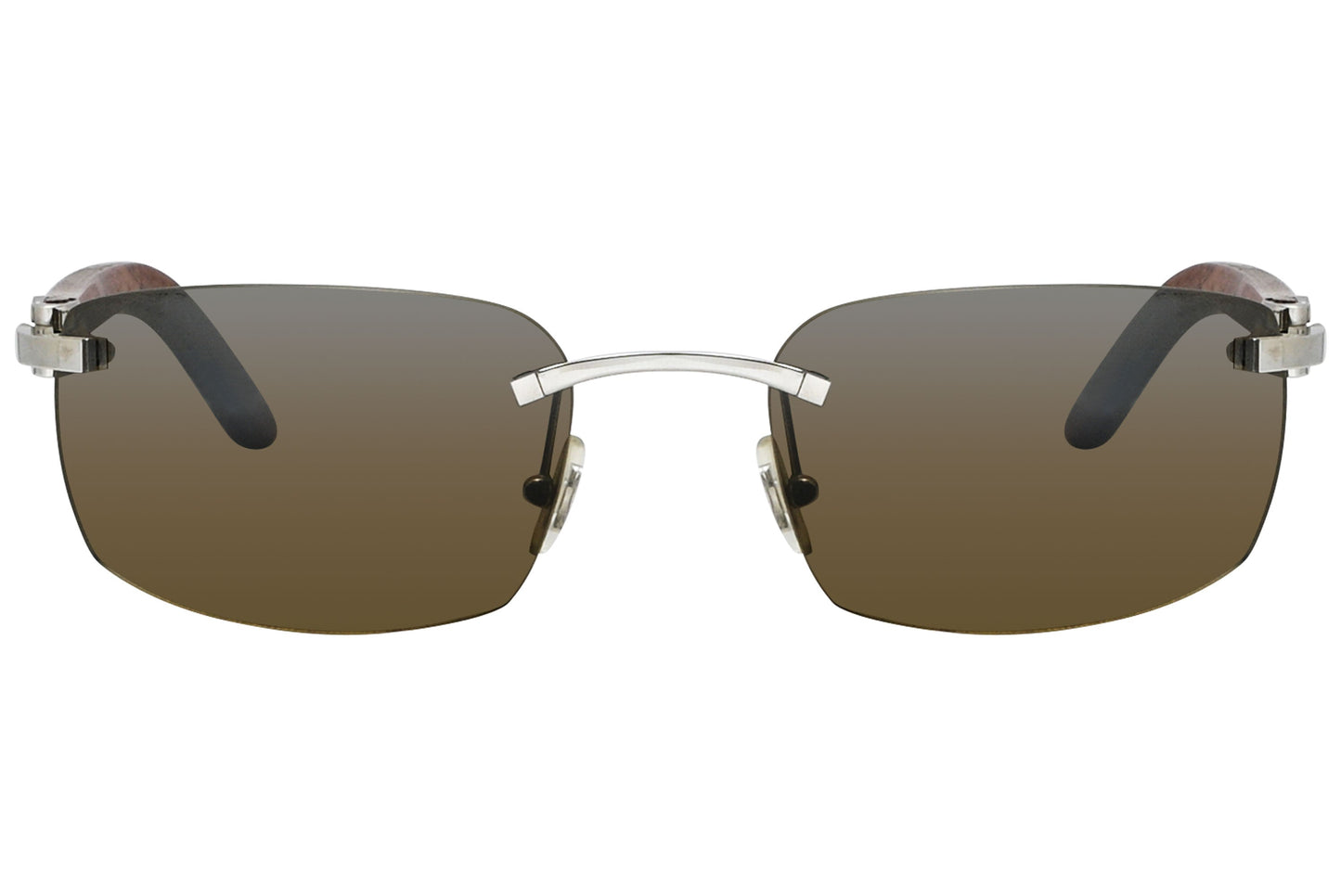 Cartier Brown Color Rimless Sunglasses Viewed From front angle