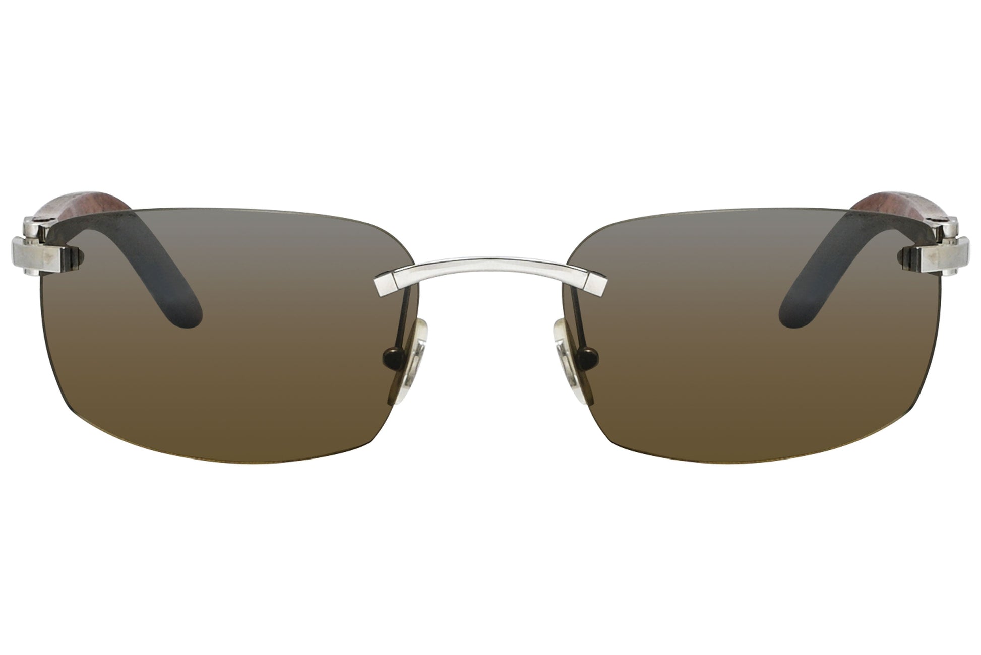 Cartier Brown Color Rimless Sunglasses Viewed From front angle