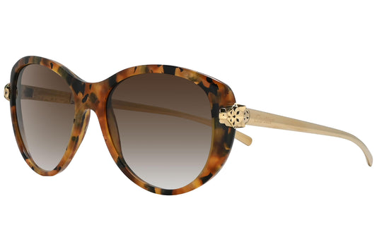 Cartier Tortoise Color Cat-Eye Sunglasses Viewed From A 45-Degree Angle.