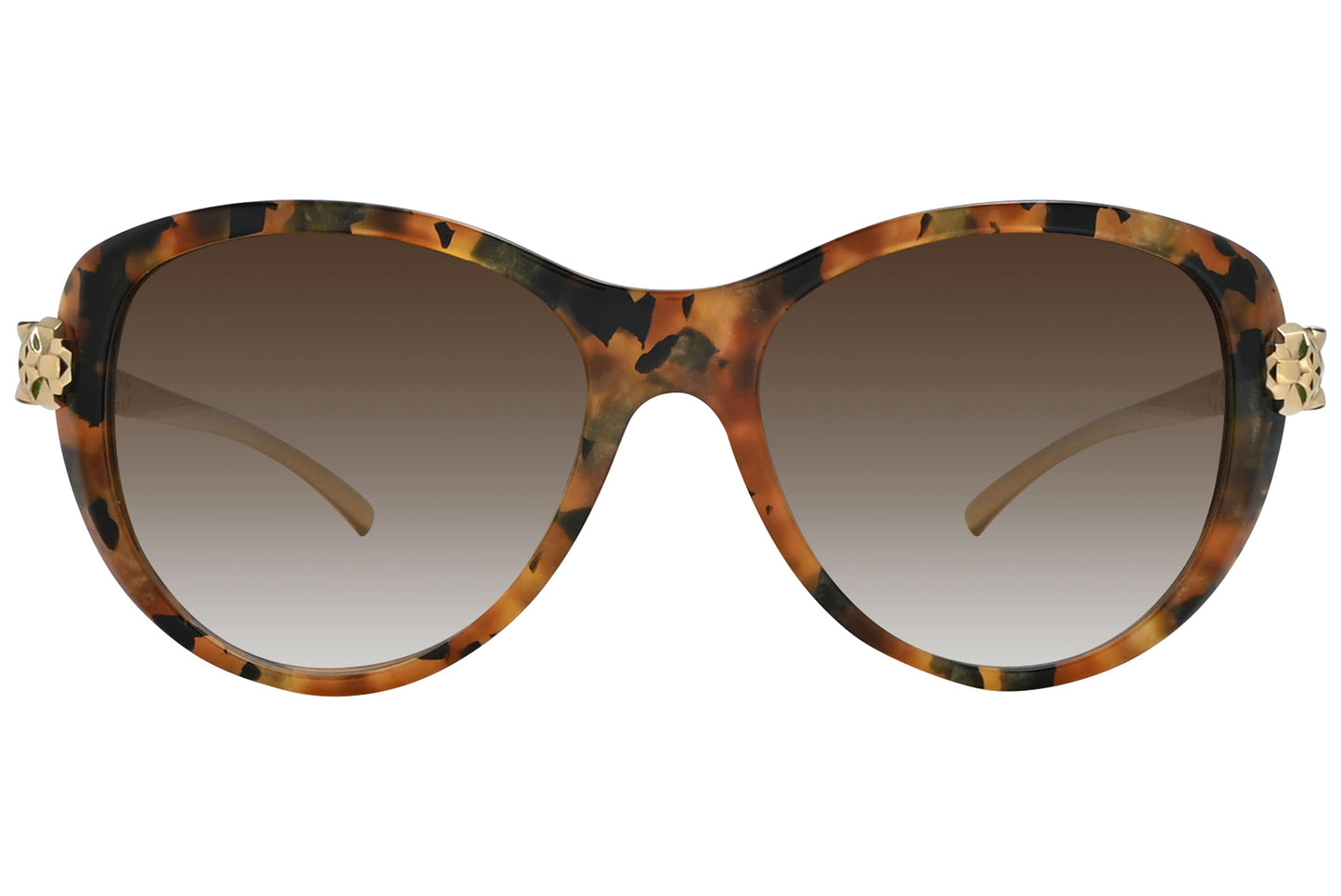 Cartier Tortoise Color Cat-Eye Sunglasses Viewed From front angle