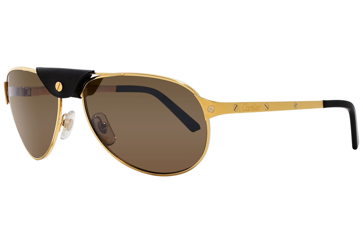 Cartier Gold Color Aviator Sunglasses Viewed From A 45-Degree Angle.