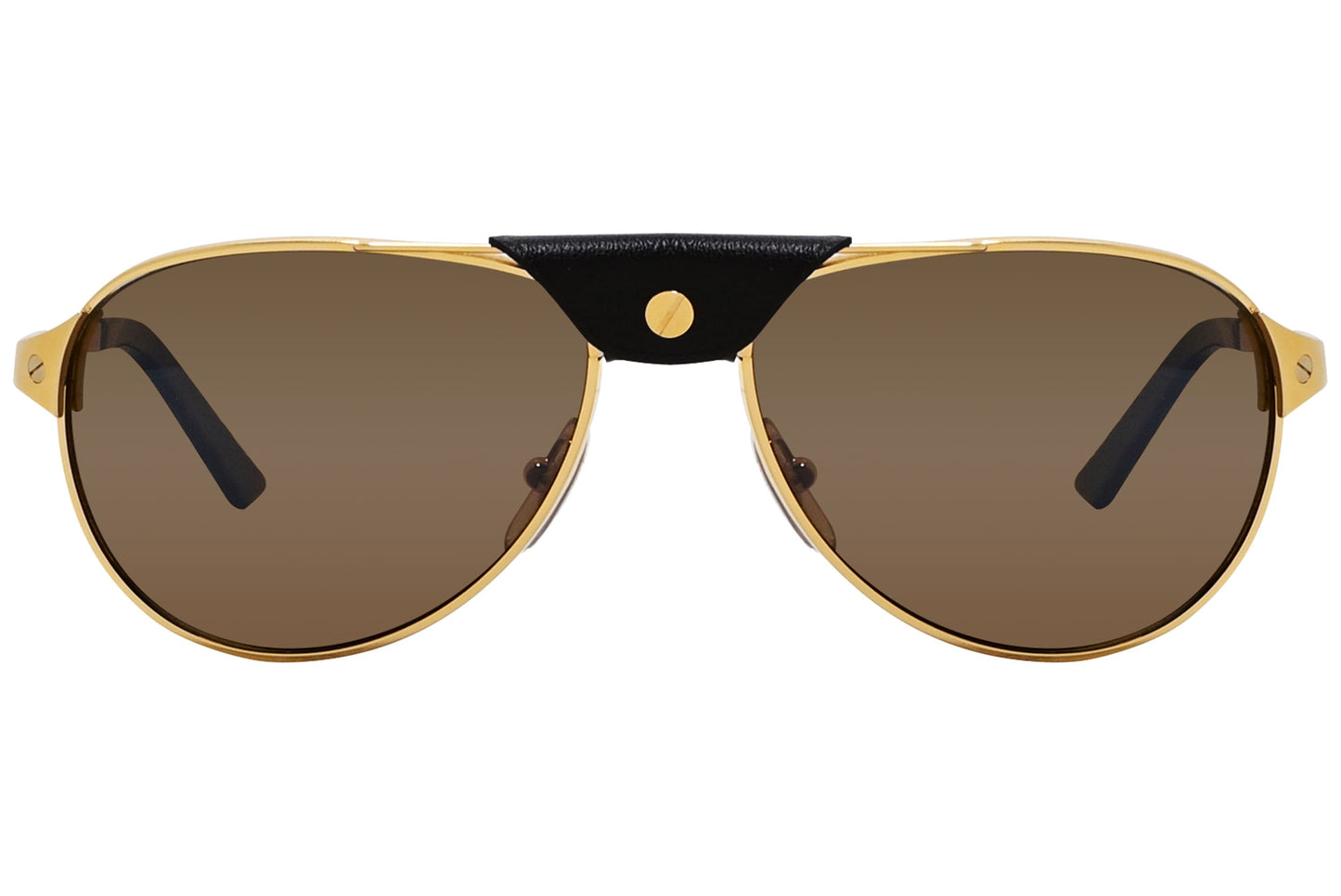 Cartier Gold Color Aviator Sunglasses Viewed From Front Angle.