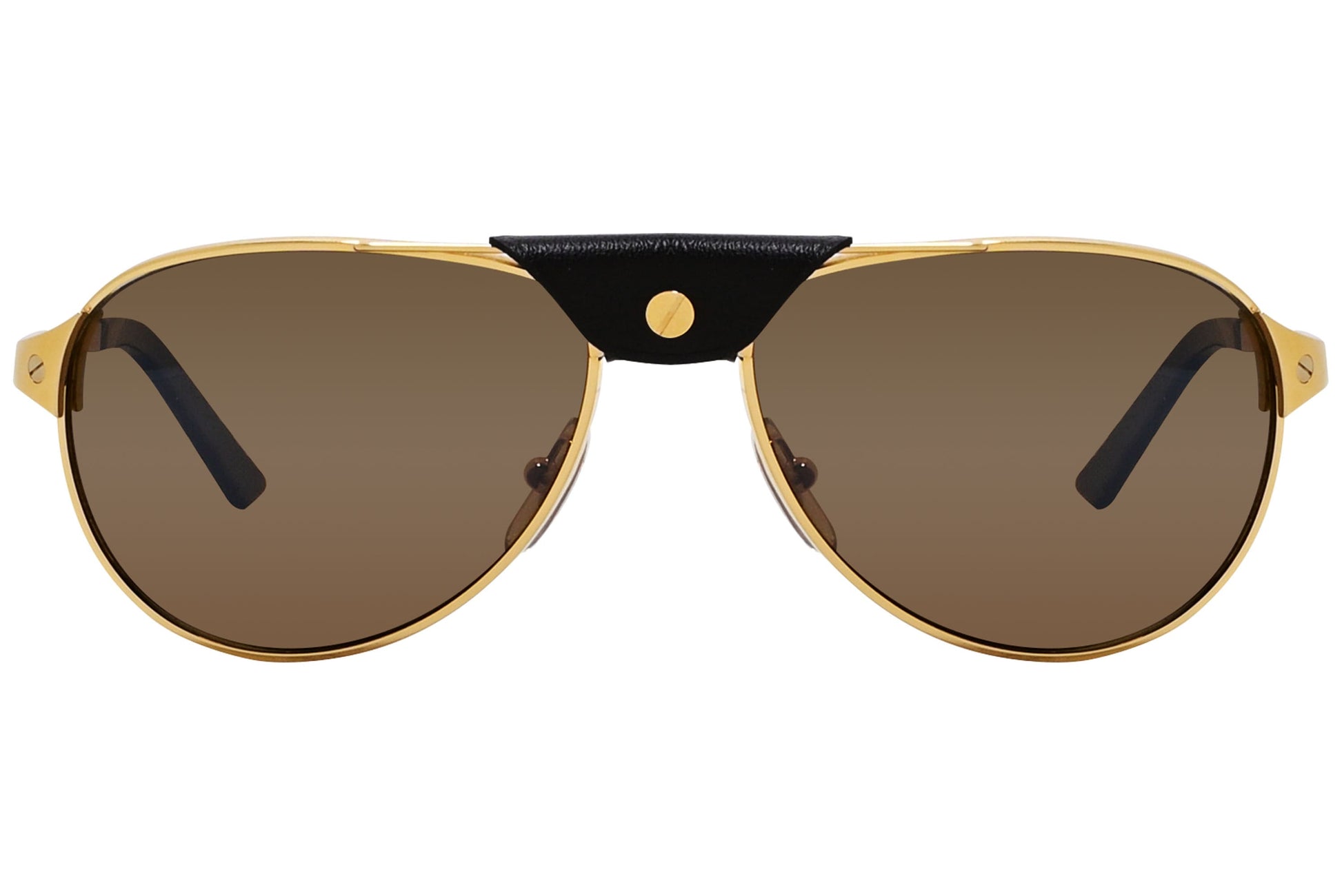 Cartier Gold Color Aviator Sunglasses Viewed From Front Angle.