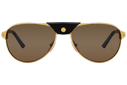 Cartier Gold Color Aviator Sunglasses Viewed From Front Angle.