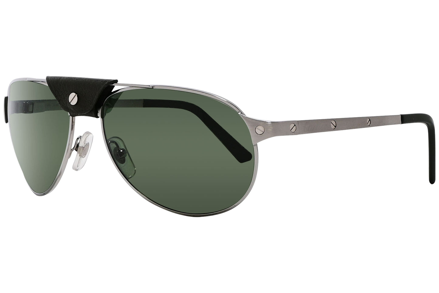 Cartier Silver Color Aviator Sunglasses Viewed From A 45-Degree Angle.