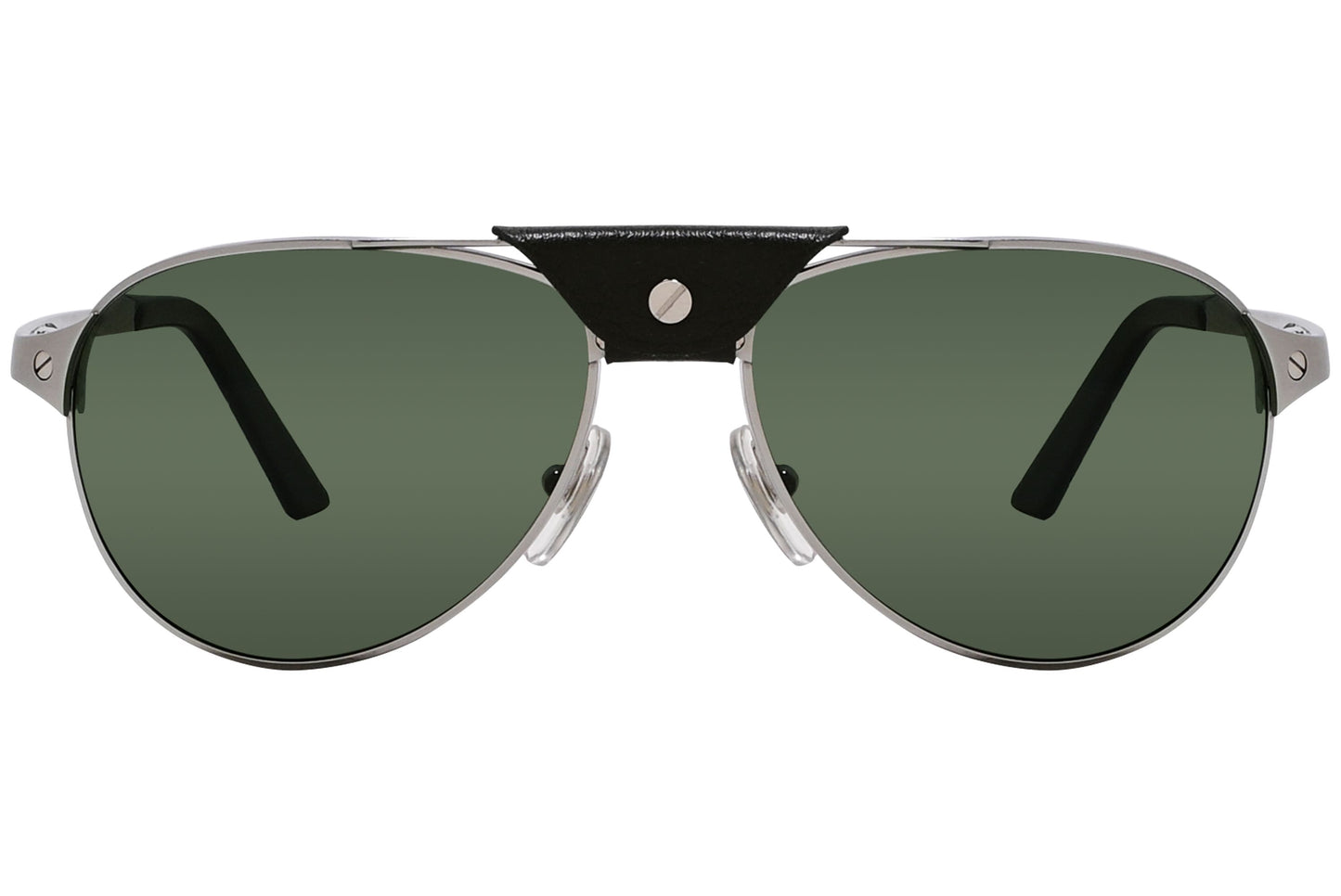 Cartier Silver Color Aviator Sunglasses Viewed From Front Angle.