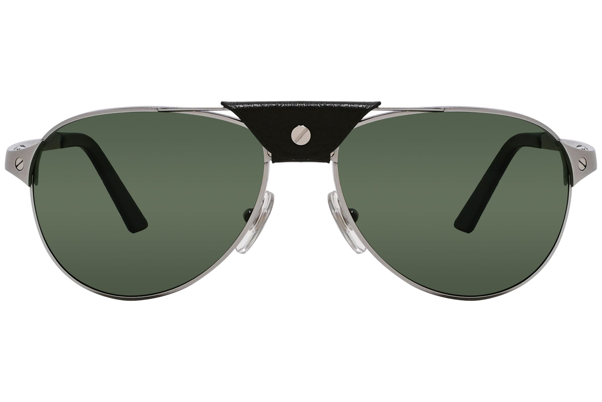 Cartier Silver Color Aviator Sunglasses Viewed From Front Angle.