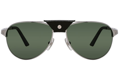 Cartier Silver Color Aviator Sunglasses Viewed From Front Angle.