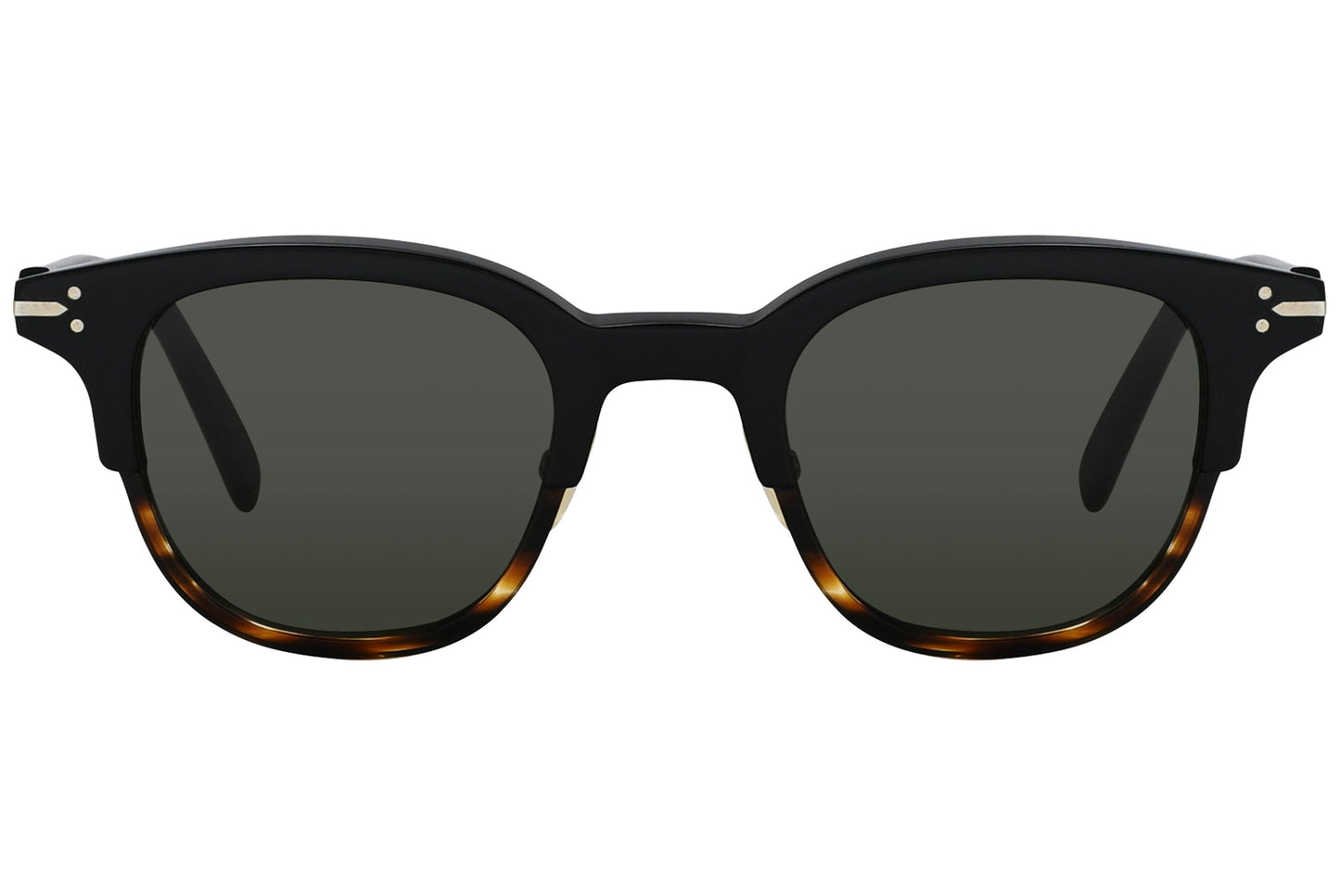 Celine Tortoise Color Square Sunglasses Viewed From front Angle.