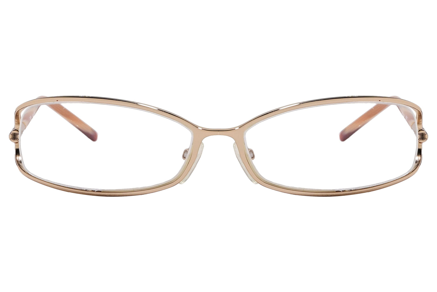 Celine Oval Orange Eyeglasses Frame Viewed From Front Angle.