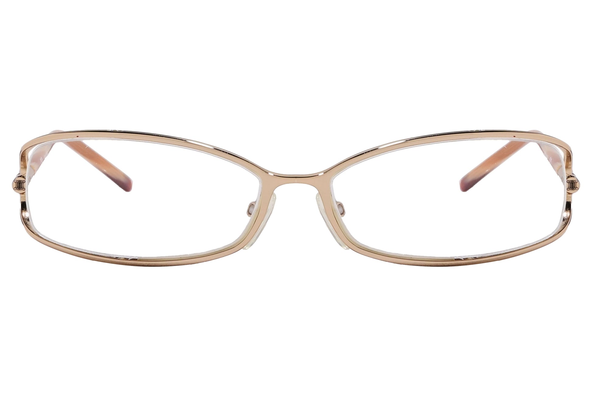 Celine Oval Orange Eyeglasses Frame Viewed From Front Angle.