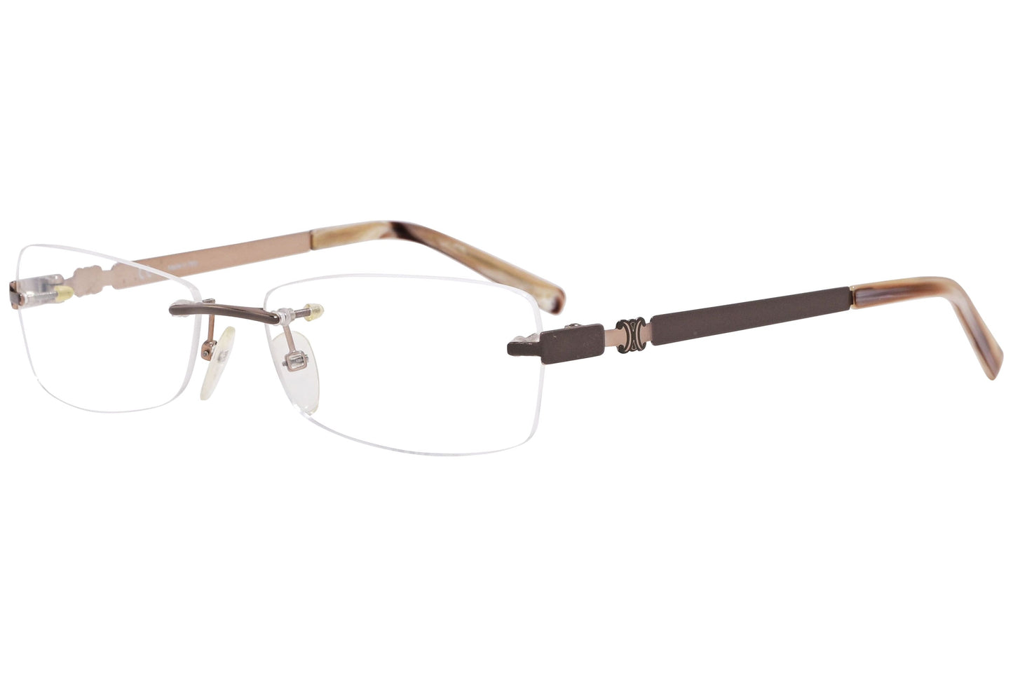 Celine Geometric Brown Eyeglasses Frame Viewed From A 45-Degree Angle.