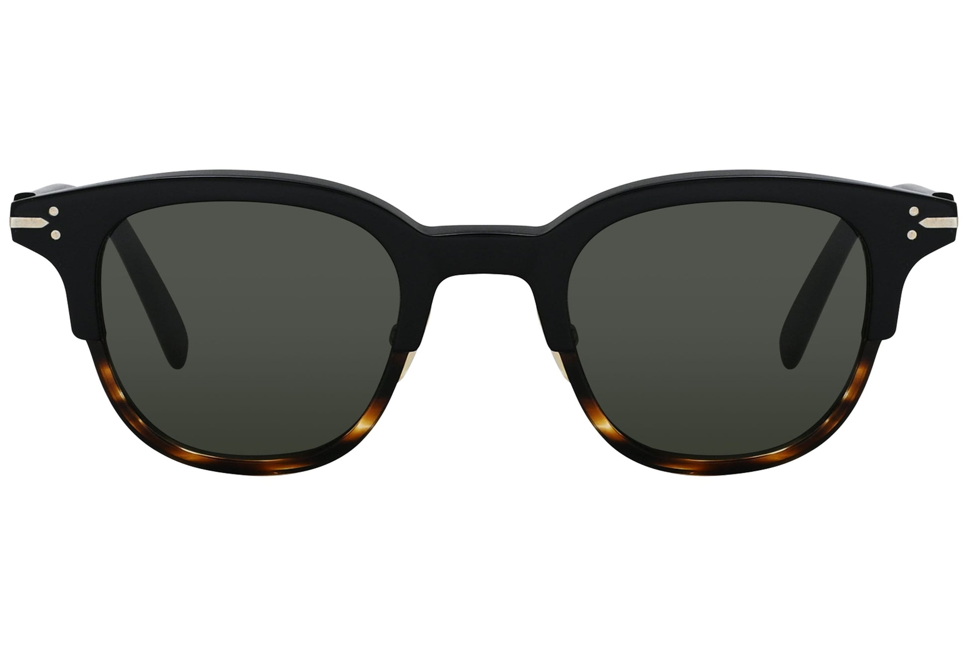 Celine Tortoise Color Square Sunglasses Viewed From front Angle.