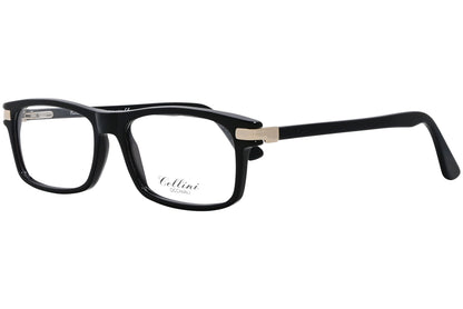 cellini rectangle black eyeglasses frame viewed from a 45-degree angle.