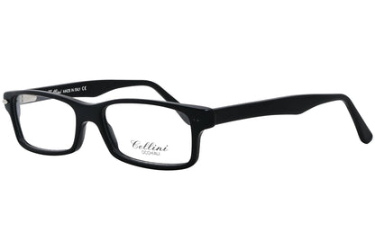 cellini rectangle black eyeglasses frame viewed from a 45-degree angle.