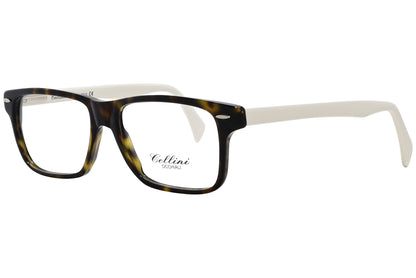 cellini rectangle white eyeglasses frame viewed from a 45-degree angle.