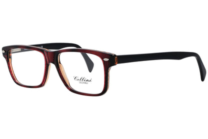 cellini wayfarer red eyeglasses frame viewed from a 45-degree angle.