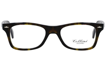 cellini wayfarer tortoise eyeglasses frame viewed from front angle.