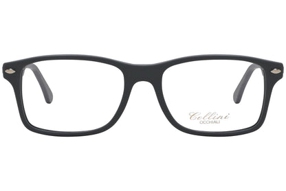 cellini wayfarer gray eyeglasses frame viewed from front angle.