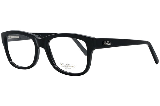 cellini rectangle black eyeglasses frame viewed from a 45-degree angle.