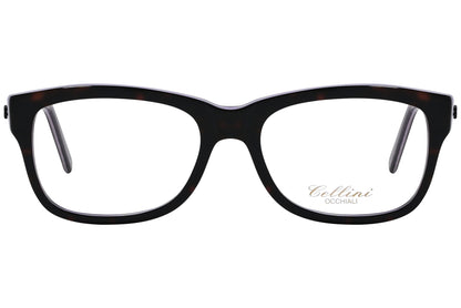 cellini wayfarer black eyeglasses frame viewed from front angle.