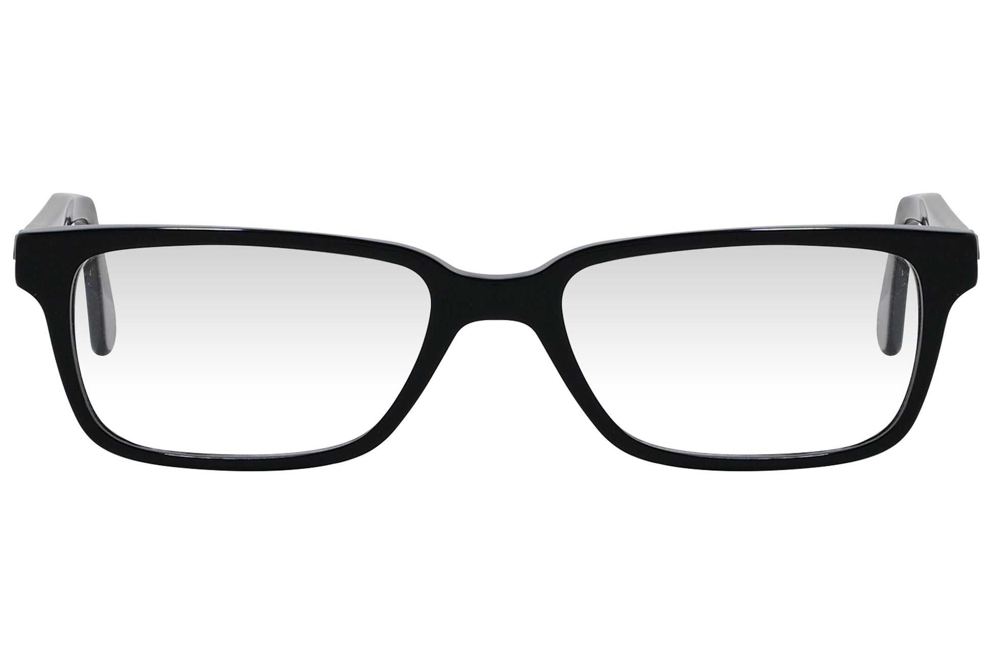 cellini rectangle black eyeglasses frame viewed from front angle.