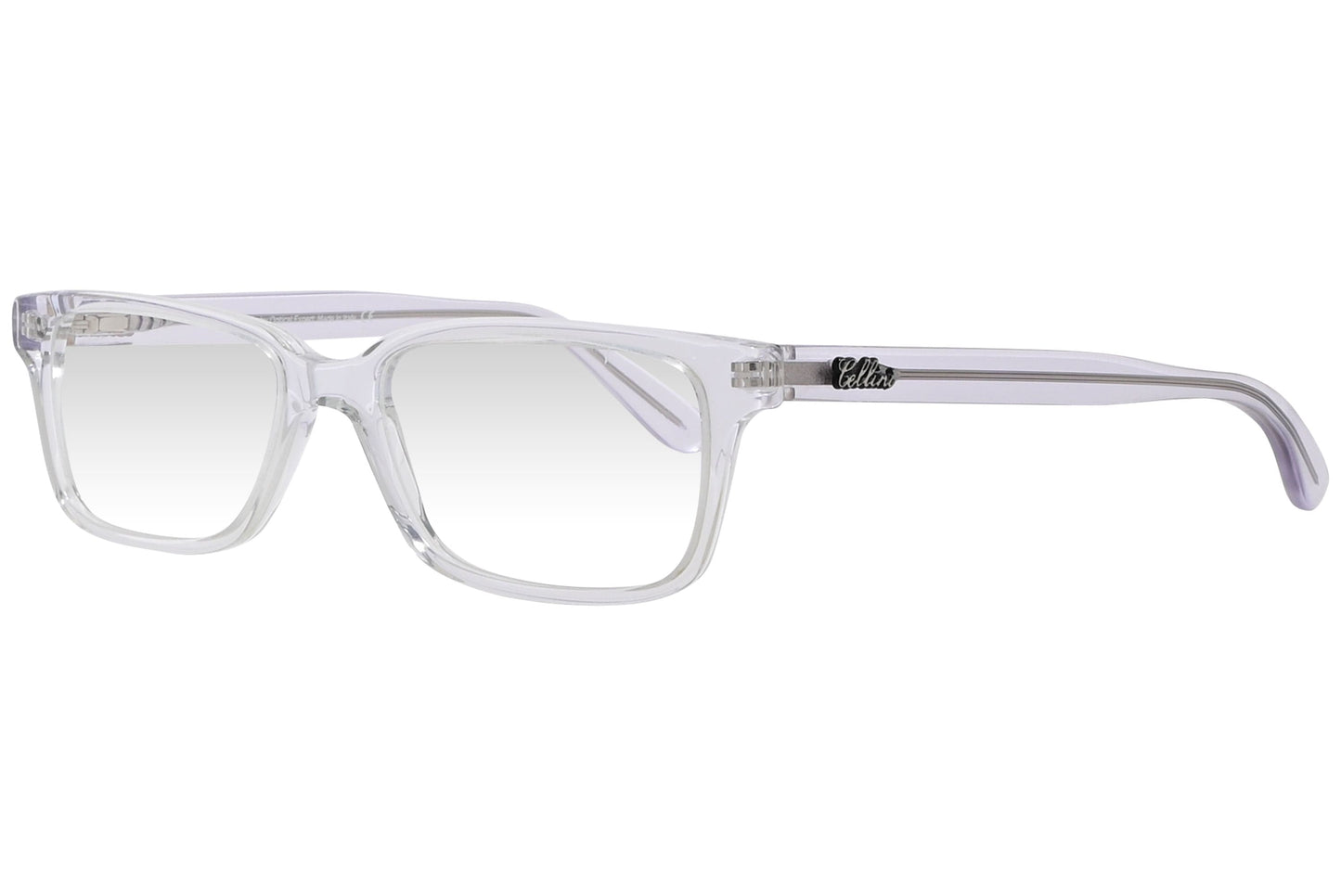 cellini wayfarer white eyeglasses frame viewed from a 45-degree angle.