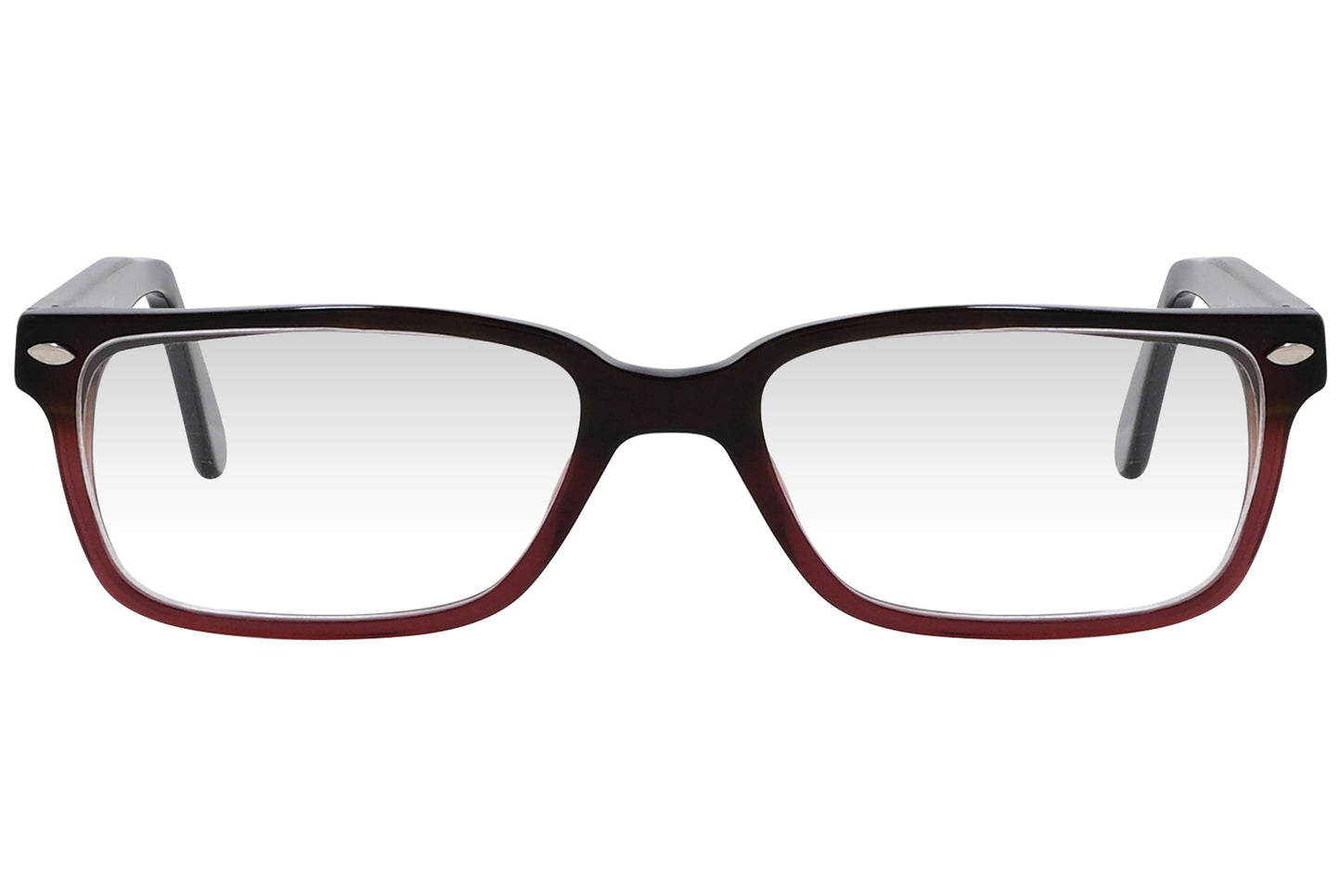 cellini rectangle multicolored eyeglasses frame viewed from front angle.