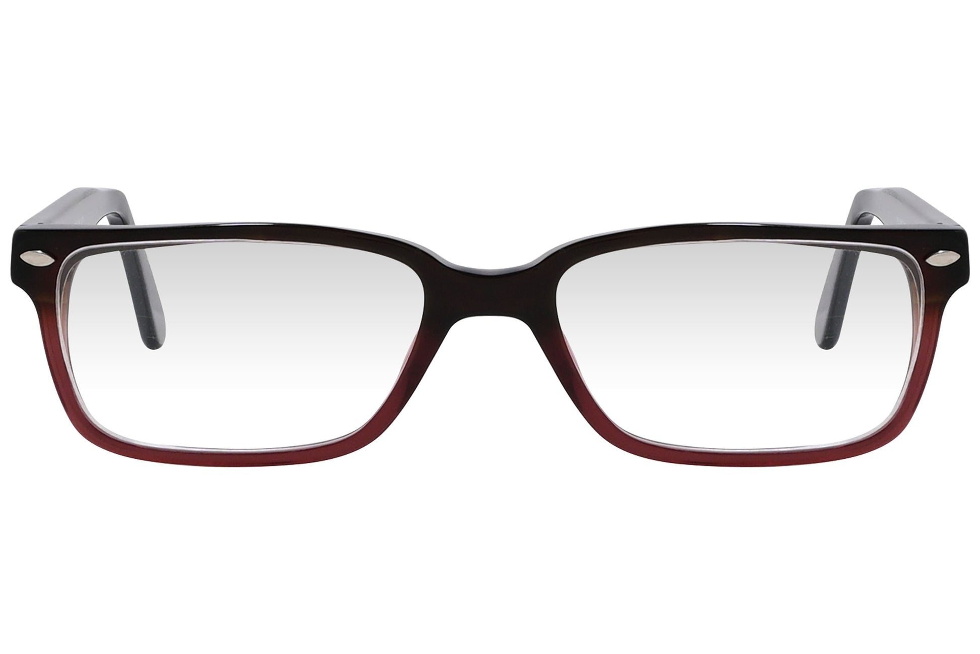 cellini rectangle multicolored eyeglasses frame viewed from front angle.