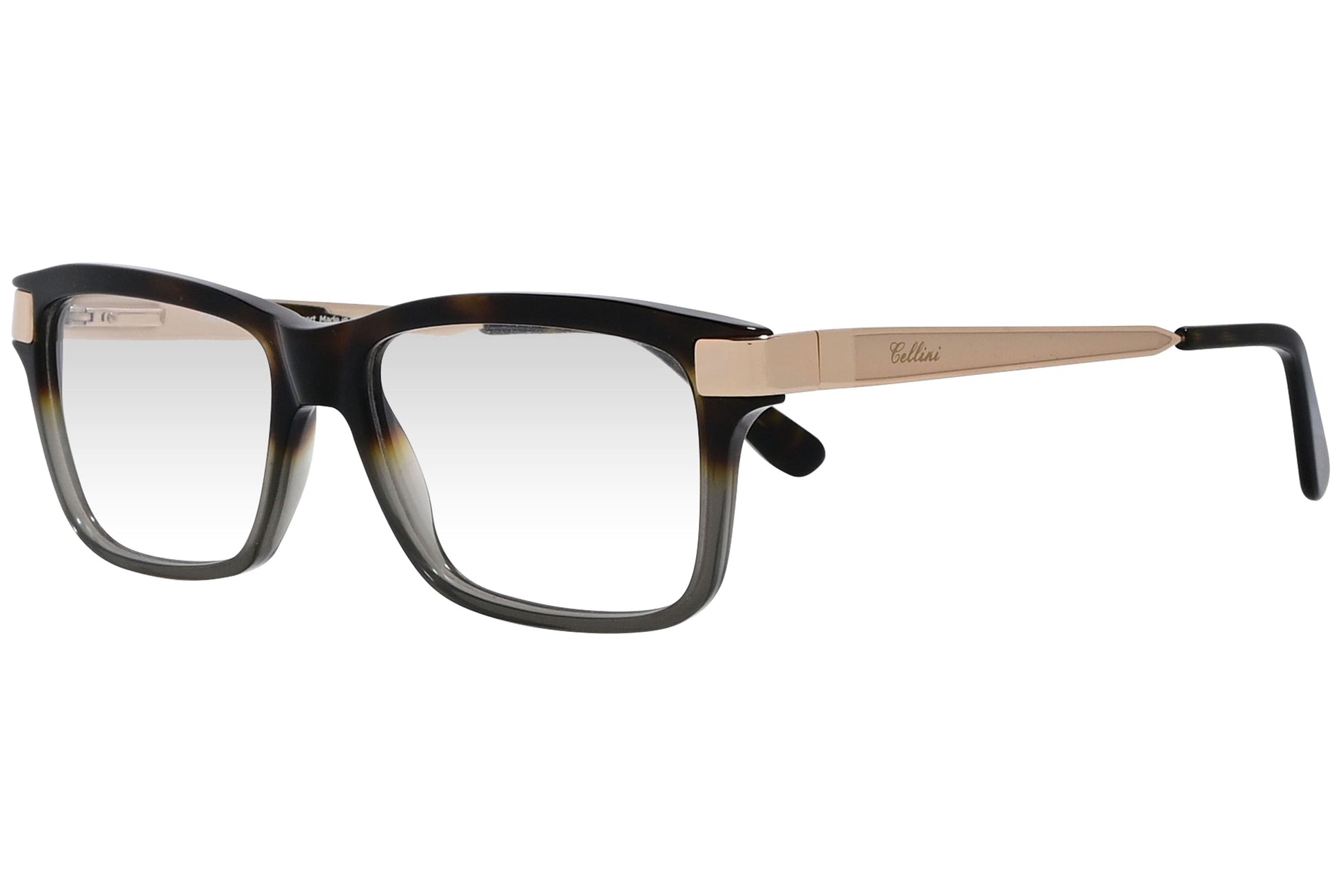 cellini wayfarer multicolored eyeglasses frame viewed from a 45-degree angle.