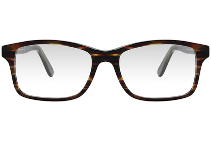 cellini rectangle tortoise eyeglasses frame viewed from front angle.