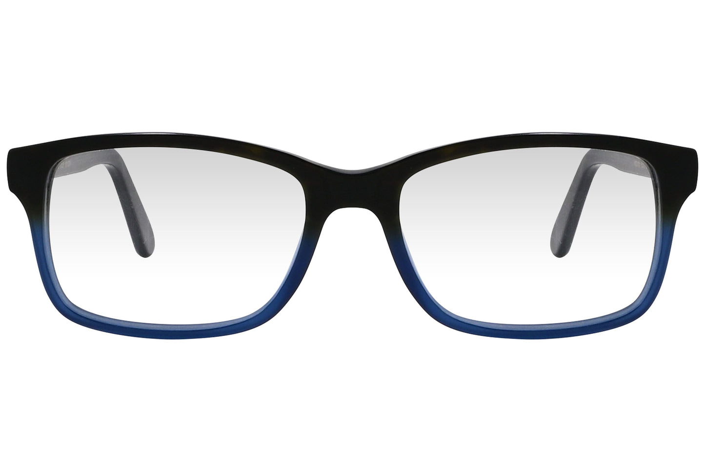 cellini rectangle multicolored eyeglasses frame viewed from front angle.