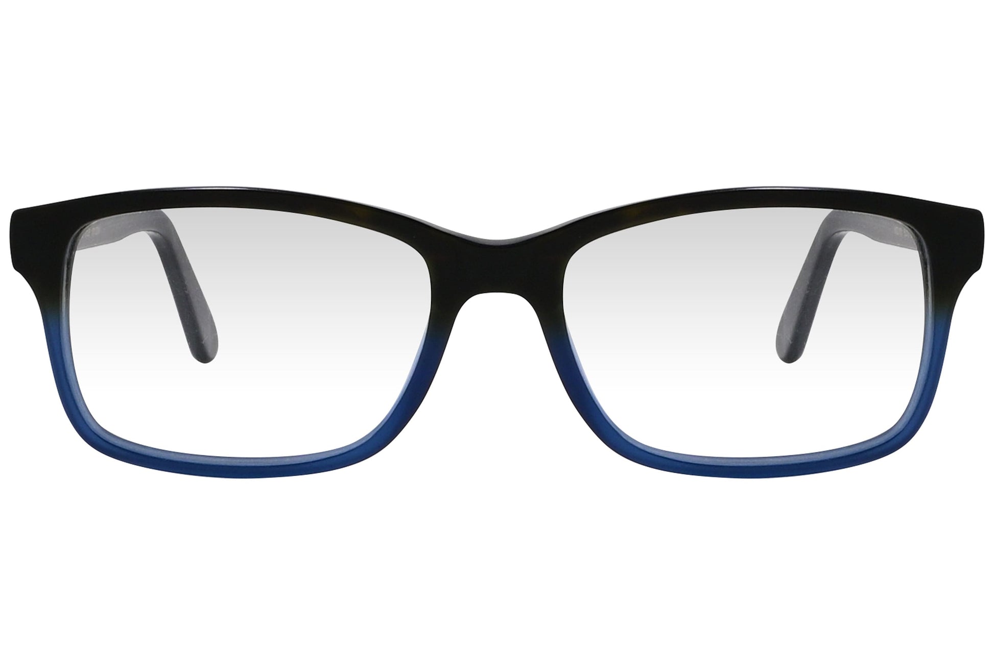 cellini rectangle multicolored eyeglasses frame viewed from front angle.