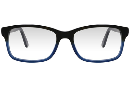 cellini rectangle multicolored eyeglasses frame viewed from front angle.