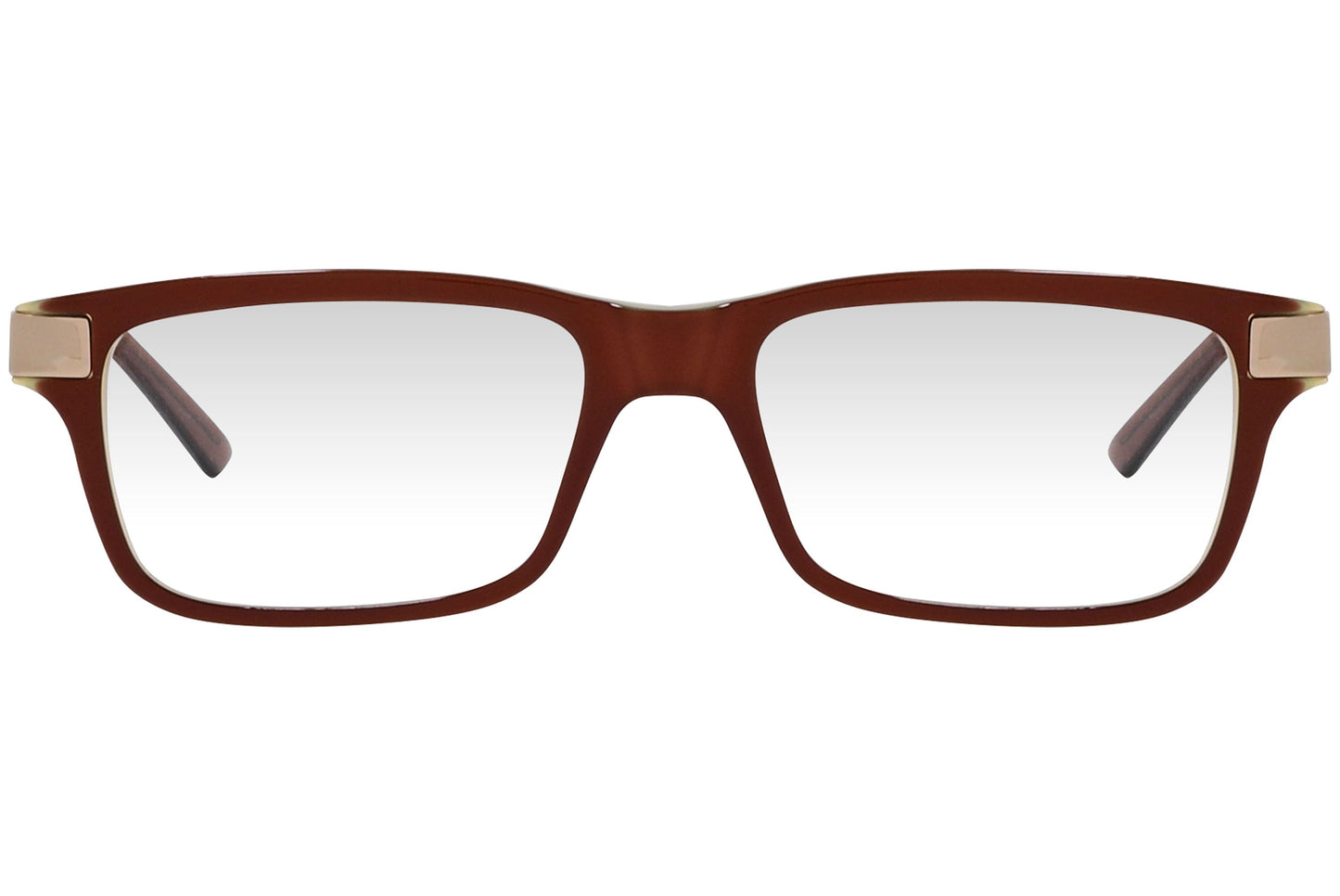 cellini rectangle red eyeglasses frame viewed from front angle.