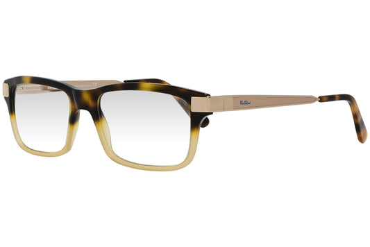 cellini rectangle tortoise eyeglasses frame viewed from a 45-degree angle.