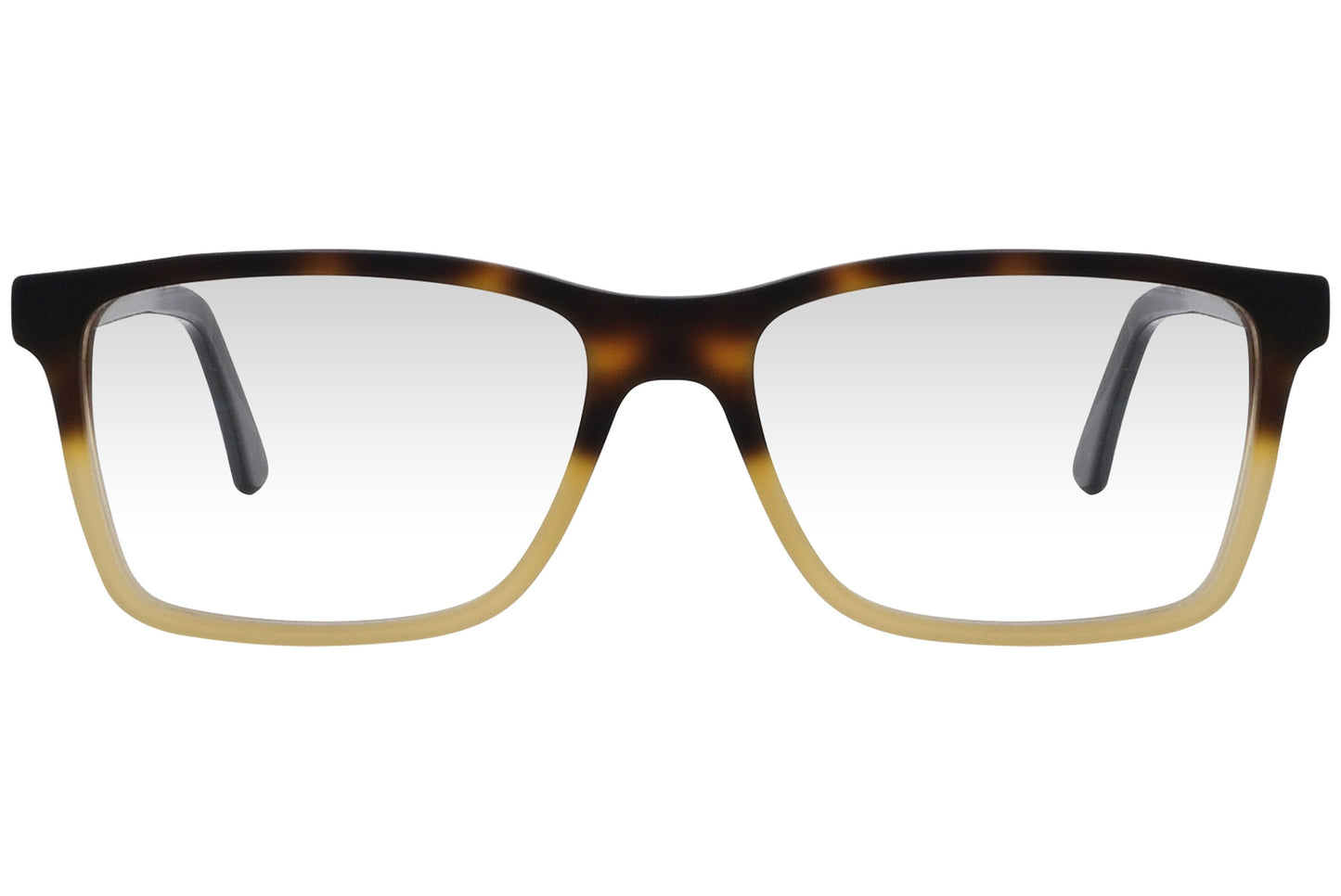 cellini rectangle multicolored eyeglasses frame viewed from front angle.