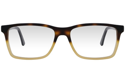 cellini rectangle multicolored eyeglasses frame viewed from front angle.