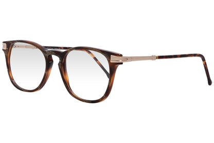 cellini rectangle tortoise eyeglasses frame viewed from a 45-degree angle.