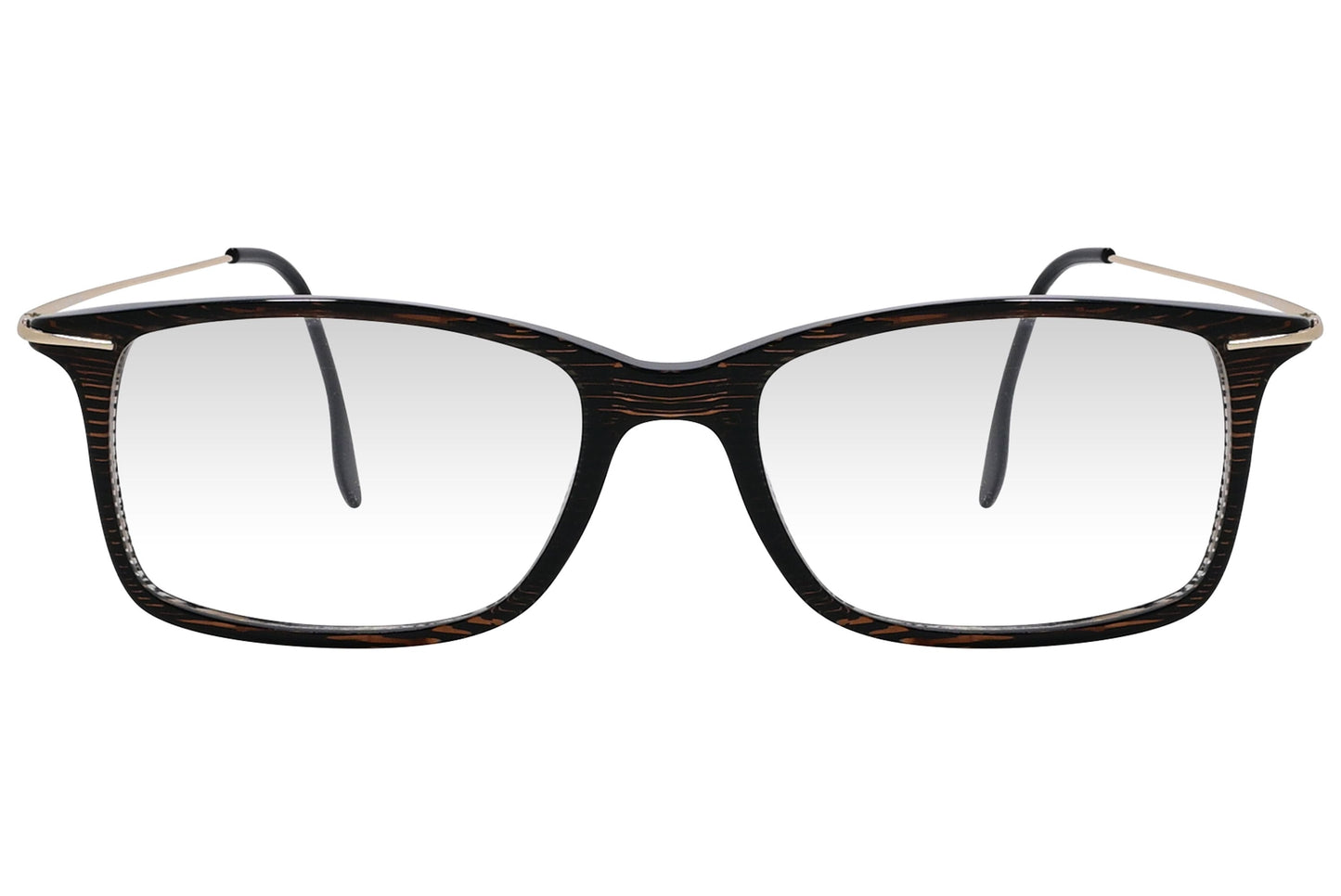 cellini rectangle brown eyeglasses frame viewed from front angle.