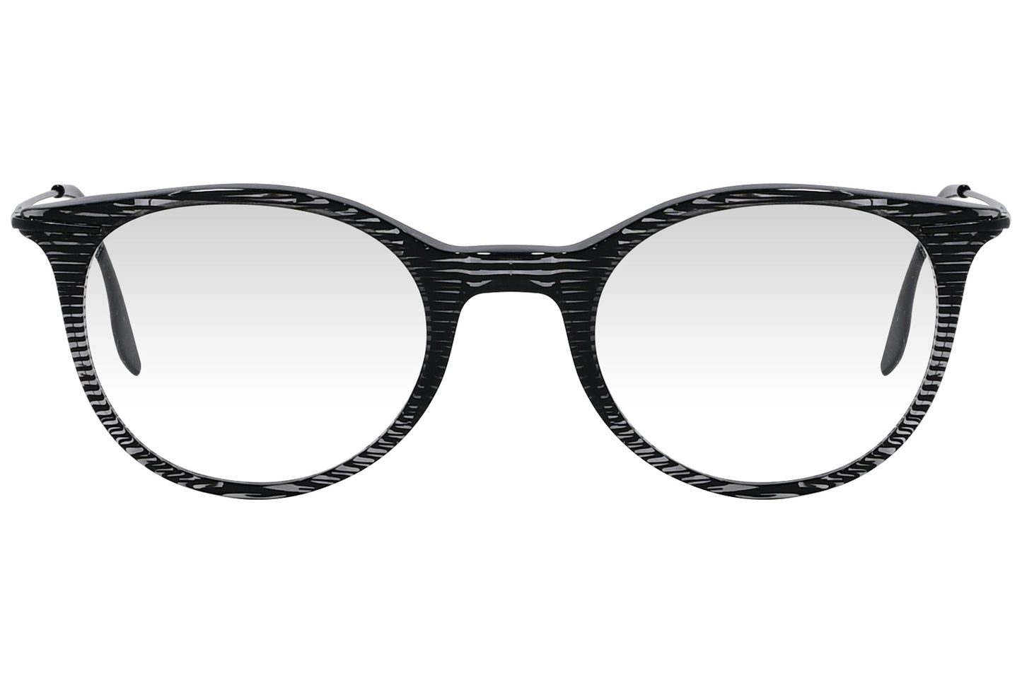 cellini oval black eyeglasses frame viewed from front angle.