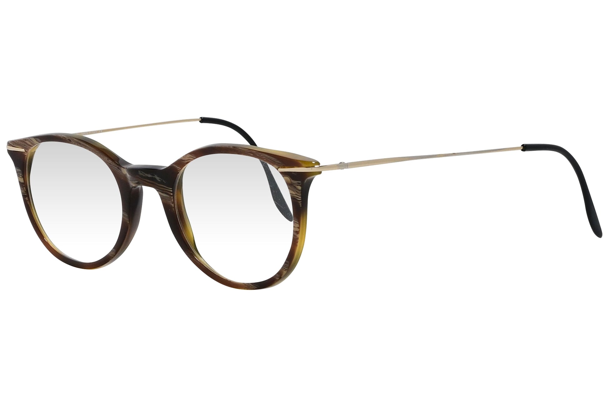 cellini oval brown eyeglasses frame viewed from a 45-degree angle.