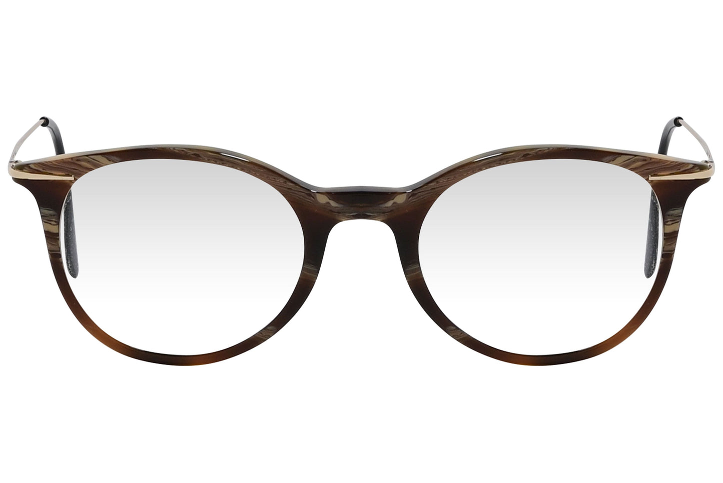 cellini oval brown eyeglasses frame viewed from front angle.