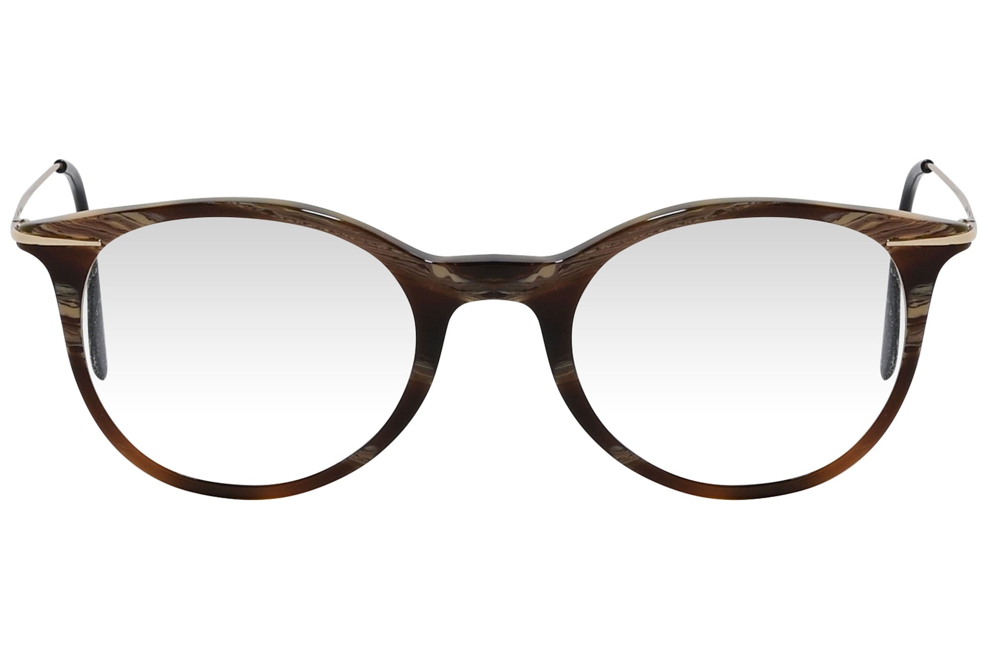 cellini oval brown eyeglasses frame viewed from front angle.