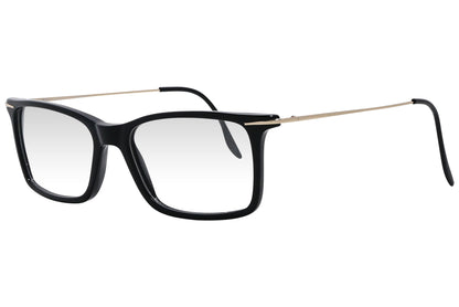 cellini rectangle black eyeglasses frame viewed from a 45-degree angle.